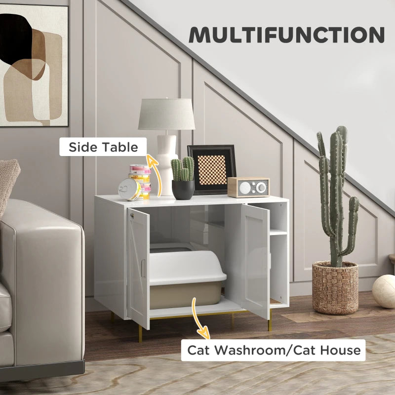 Cat Litter Box Enclosure, Hidden Litter Box with Scratching Pad, Storage, for Living Room, Bedroom, 31.5" x 20" x 24"