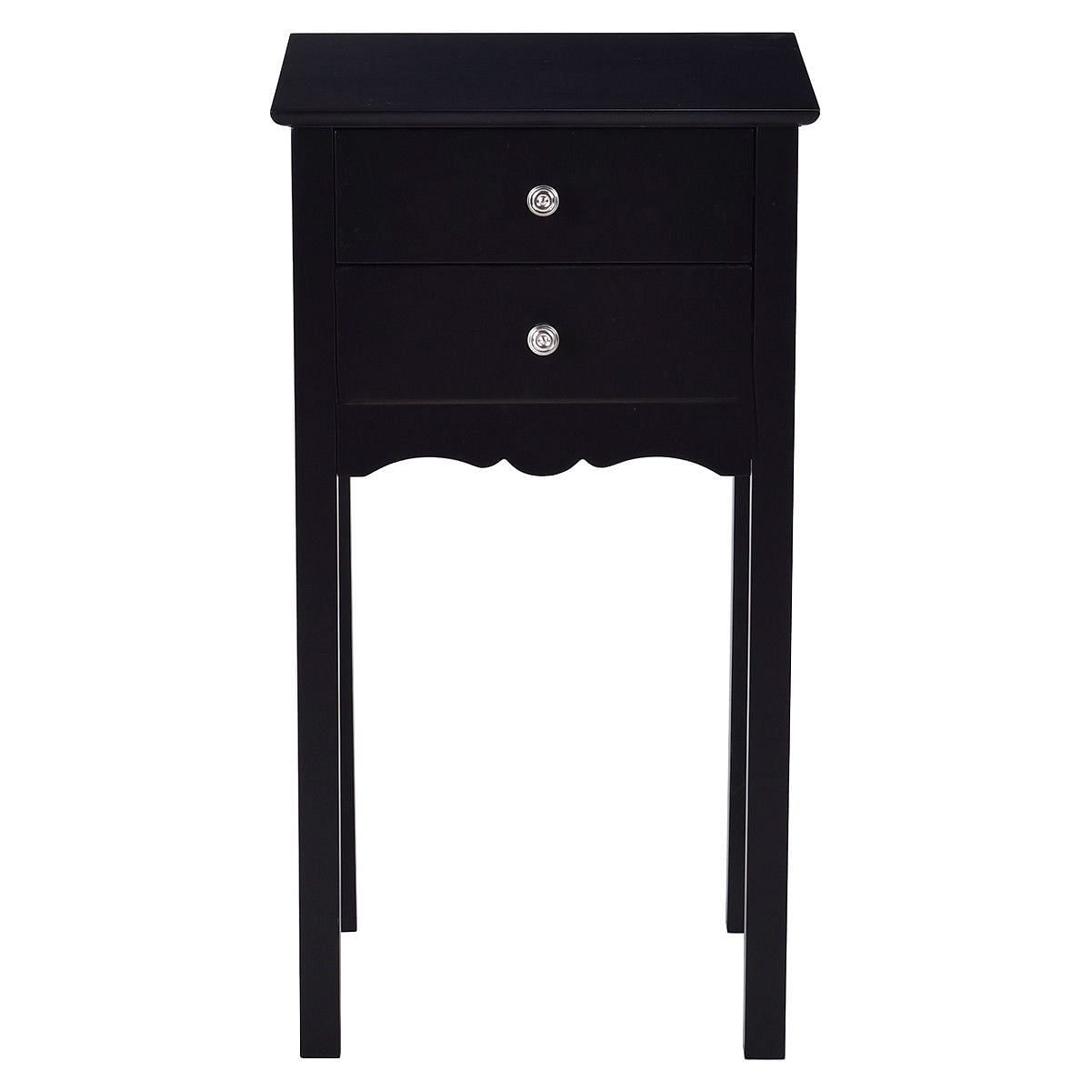 Elegant 2-Drawer End Table Nightstand Side Table in Black Wood Finish - Free Shipping