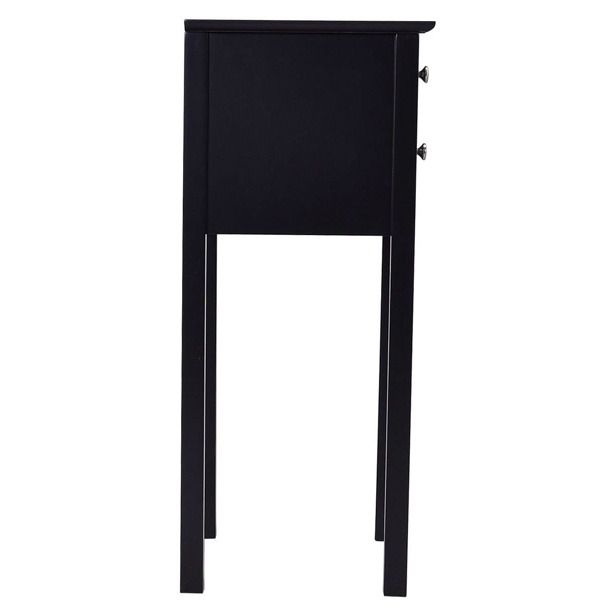 Elegant 2-Drawer End Table Nightstand Side Table in Black Wood Finish - Free Shipping