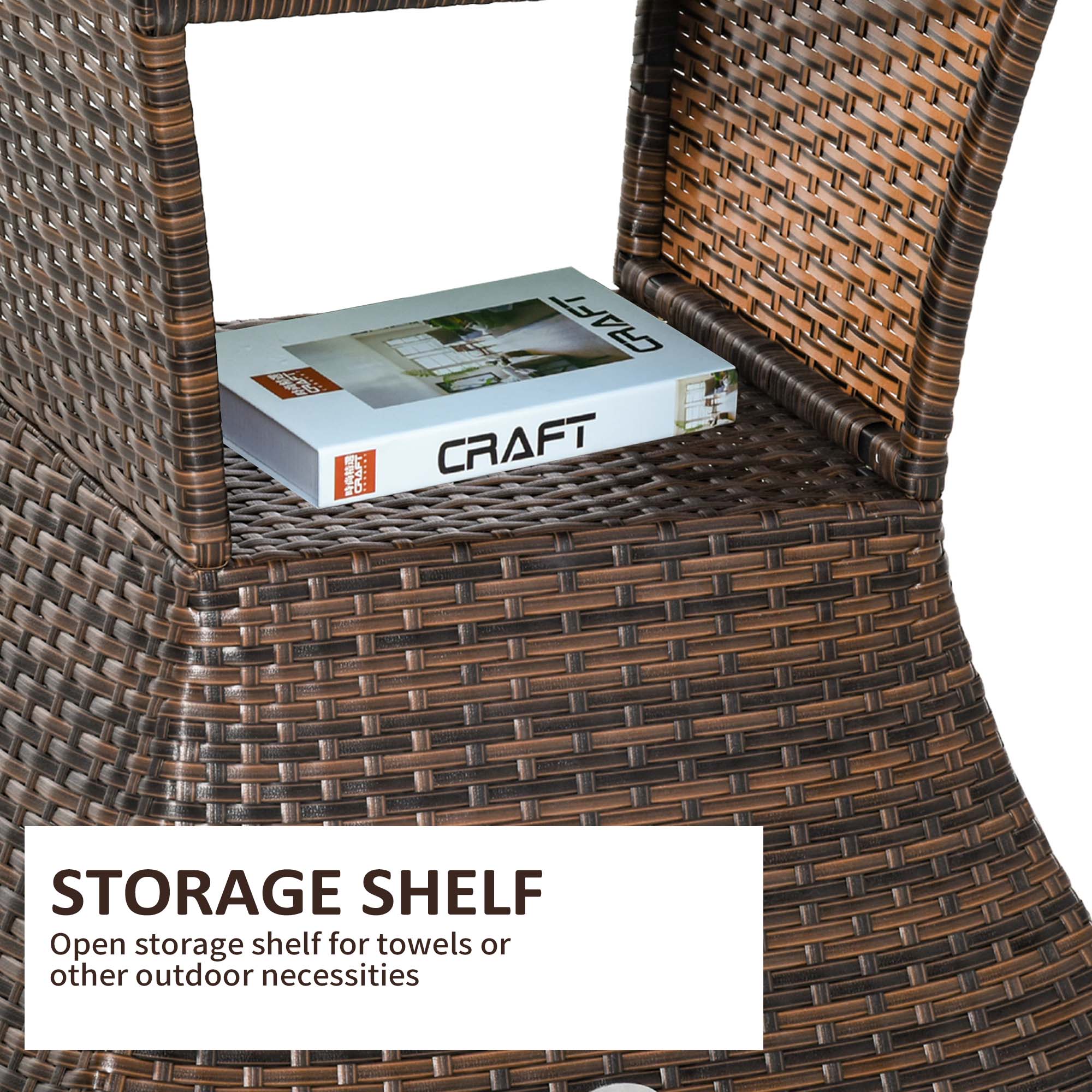 Outsunny Outdoor Patio Rattan Wicker Coffee Table w/ Umbrella Hole 
