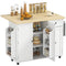 Kitchen Island Cart, Rolling Kitchen Island Table with Drop Leaf, Drawer, Spice and Towel Rack, White