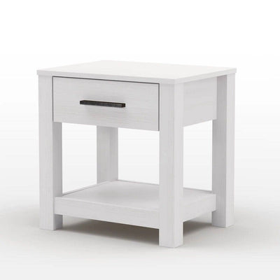 Farmhouse Traditional Rustic White Pine Wood 1-Drawer Nightstand Bedside Table - Free Shipping 