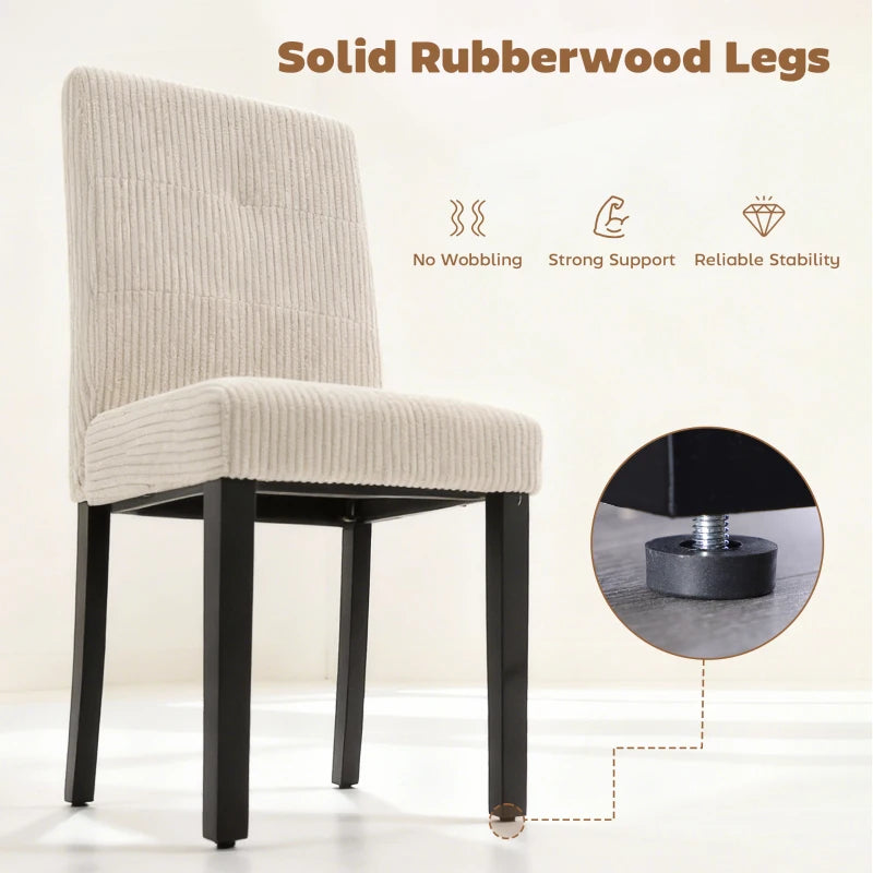 Modern Dining Chairs Set of 4, Kitchen Chairs with Rubberwood Legs and Padded Seat, Beige