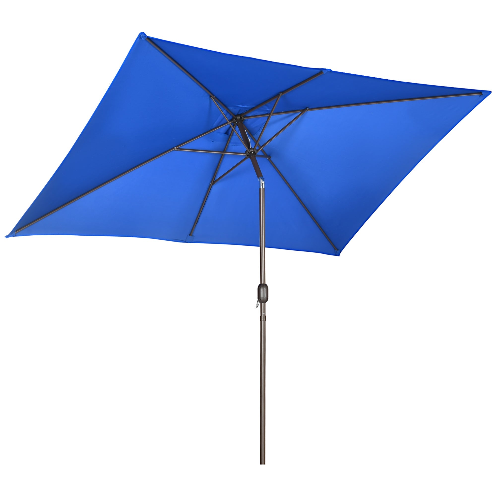 Outsunny Rectangle Patio Umbrella: 6.5x10ft Aluminum Tilt Outdoor Sunshade Canopy with Crank, Dark Blue 