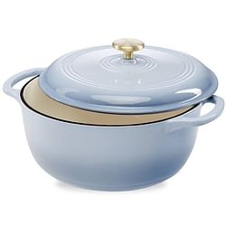 6 Quart Large Baby Blue Enamel Cast-Iron Dutch Oven Kitchen Cookware - Free Shipping 