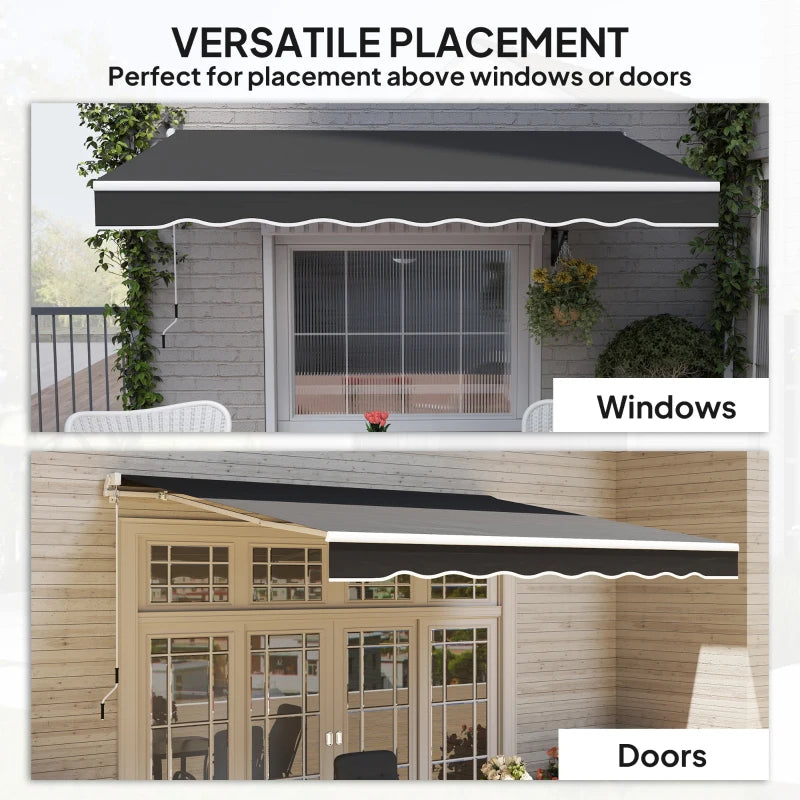 8' x 7' Retractable Awning, Patio Awnings, Sunshade Shelter with 280 g/m² UV & Water-Resistant Fabric, Black
