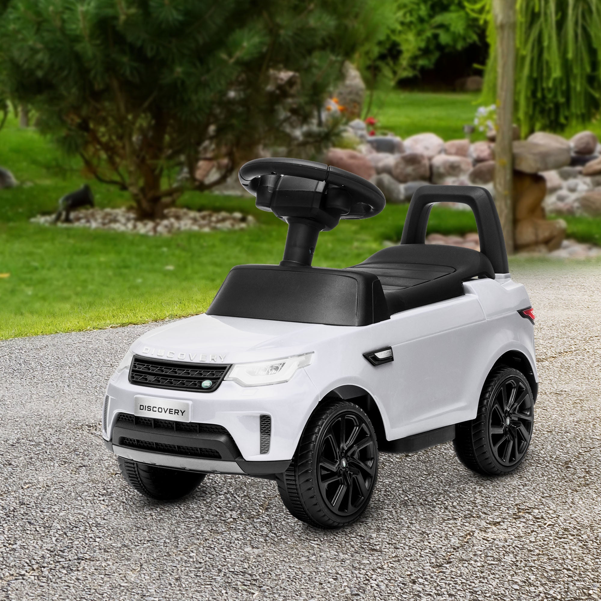 Qaba 2 in 1 6V Land Rover Licensed Electric Car for Kids, Sliding Car with Music Horn Headlights, for 18-60 Months White 