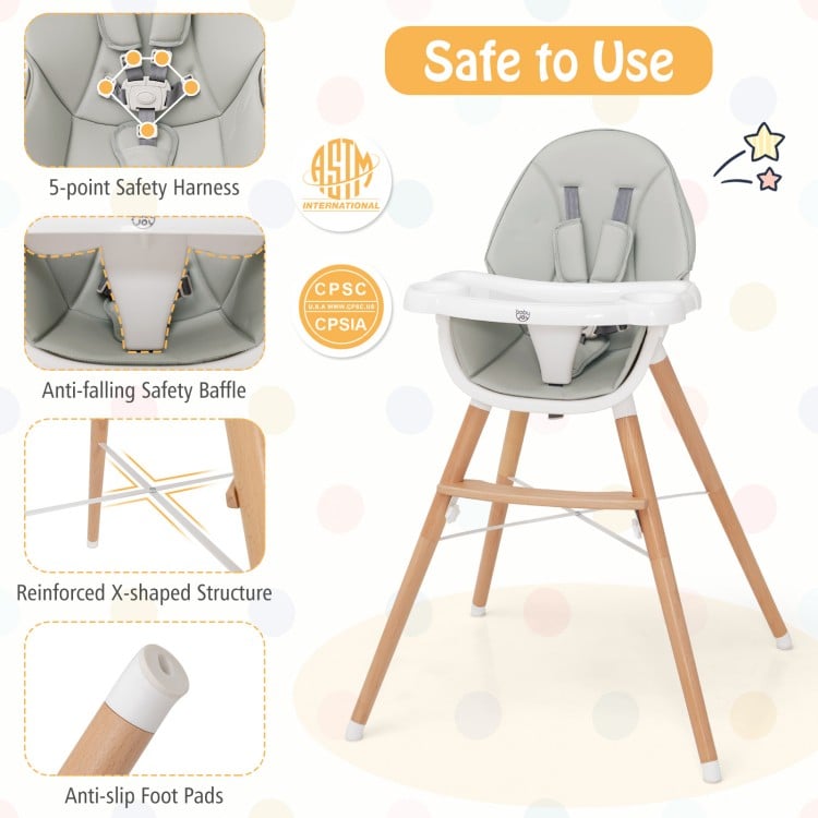 Baby High Chair with Dishwasher Safe Tray-Gray