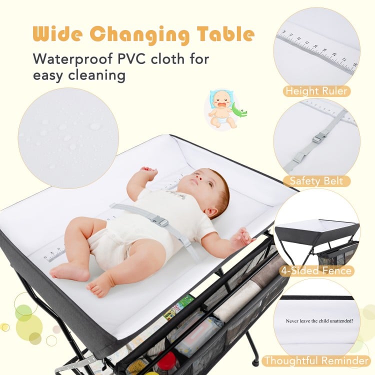Baby Storage Folding Diaper Changing Table-Black