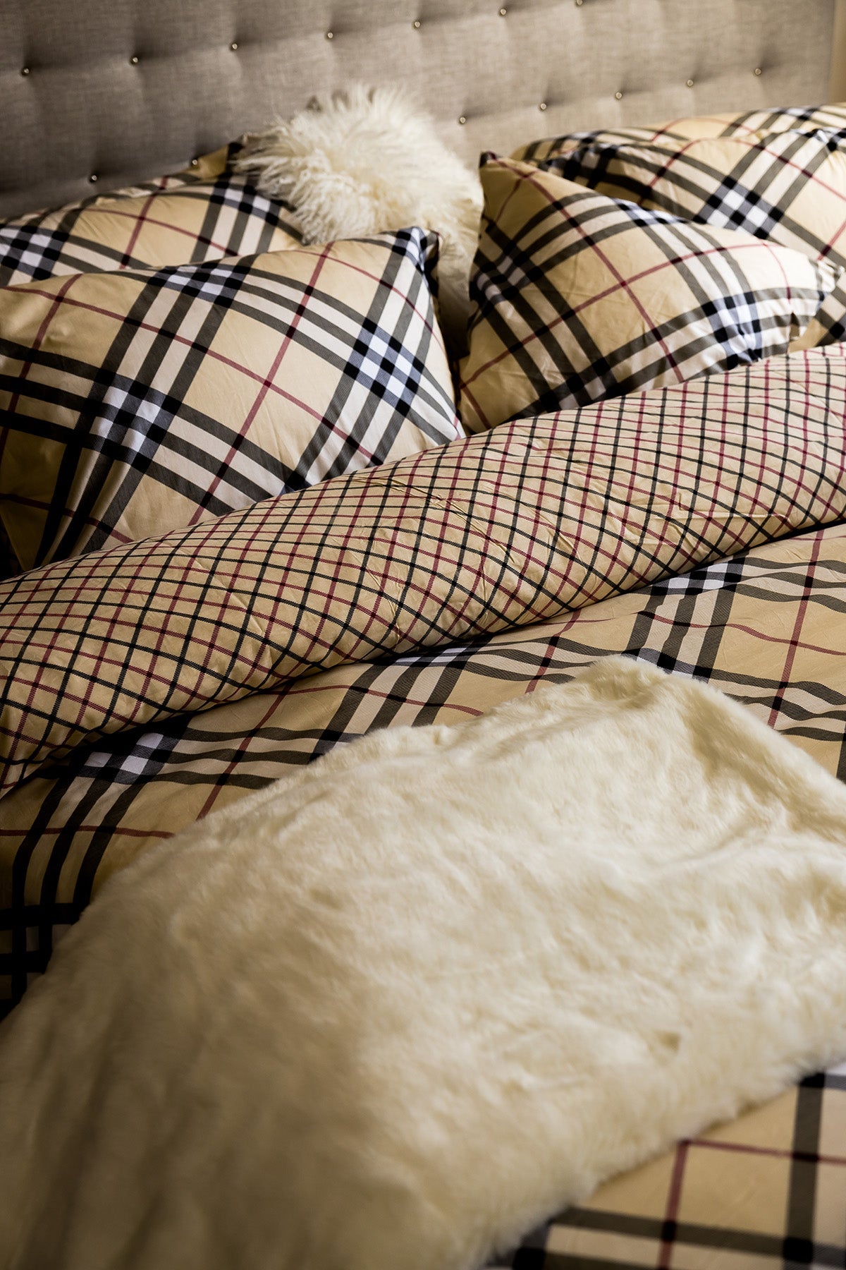 Banff Queen Size Plaid Cotton 6 pc Duvet Cover Set