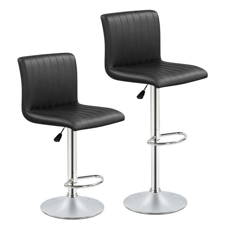 Bar Stools Set of 2 Adjustable Swivel Barstools with Back and Footrest-Black