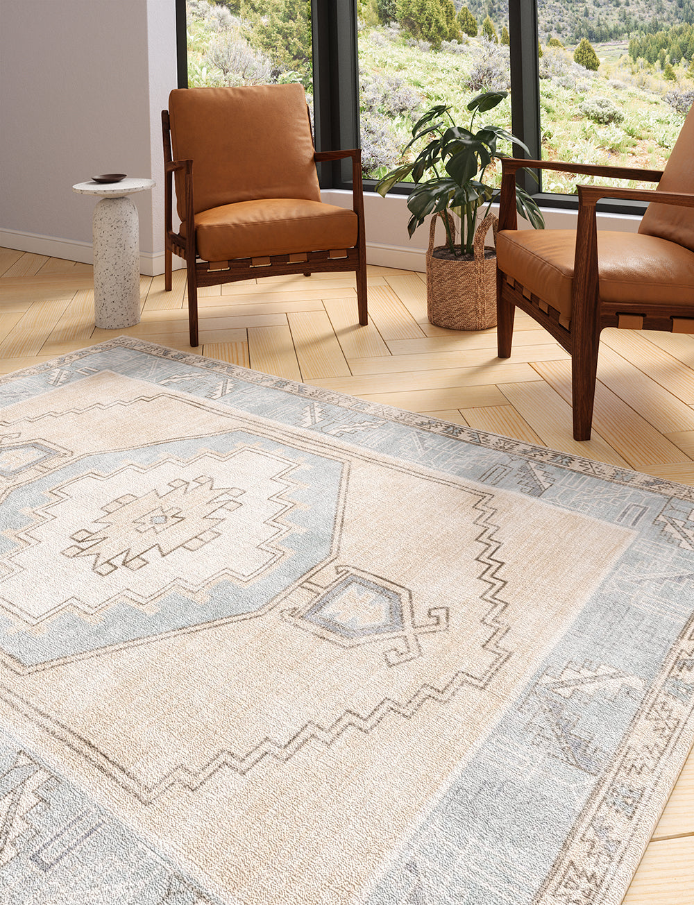Barbara Light Blue Beige Rug 