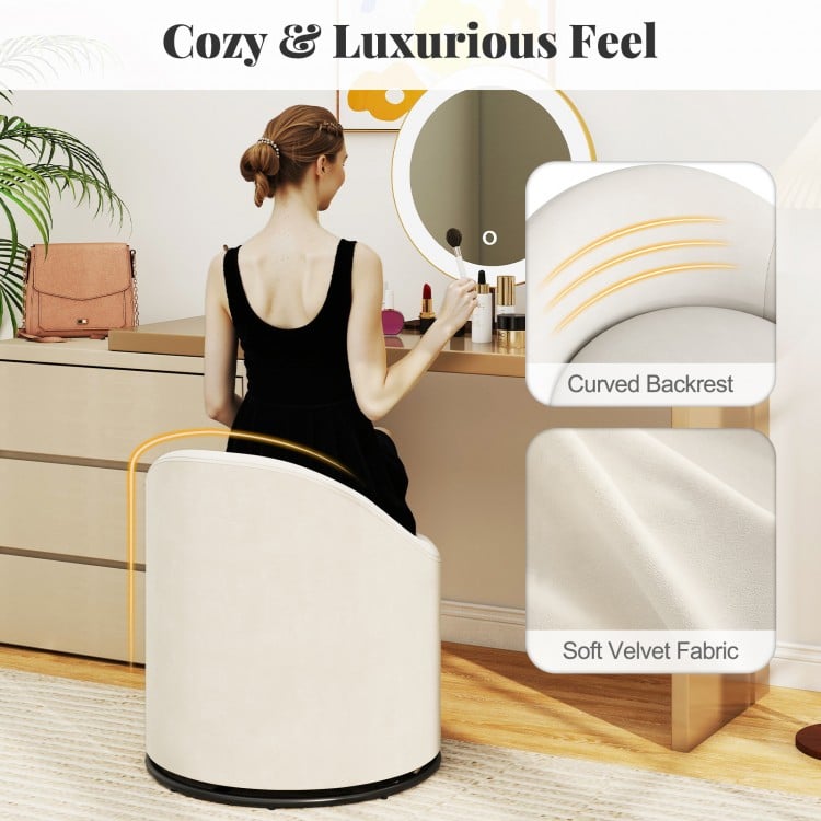 Barrel Chair with Storage 360° Swivel Upholstered Vanity Chair-Beige