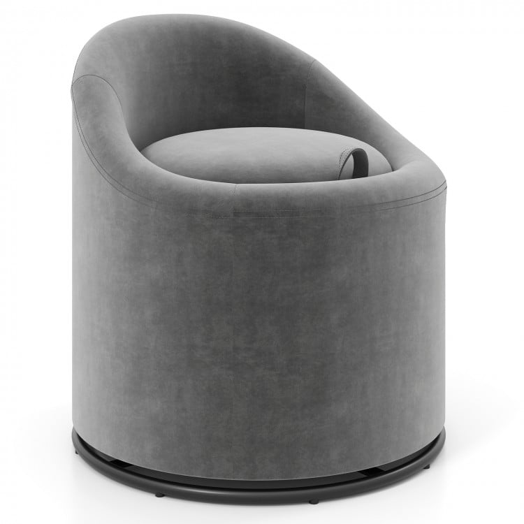 Barrel Chair with Storage 360° Swivel Upholstered Vanity Chair-Gray