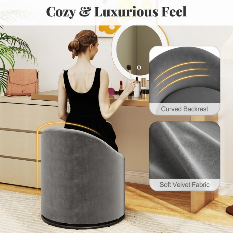 Barrel Chair with Storage 360° Swivel Upholstered Vanity Chair-Gray