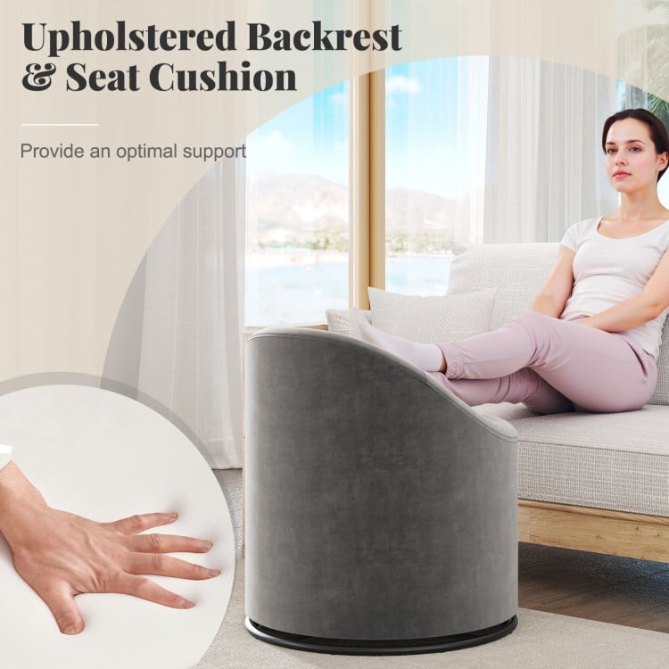 Barrel Chair with Storage 360° Swivel Upholstered Vanity Chair-Gray