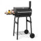 Barrel Charcoal Grill with Foldable Side Table and Thermostat