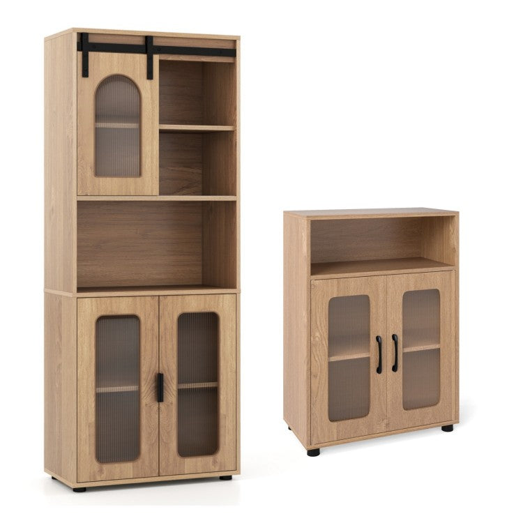 2-Piece Bathroom Cabinet Set with 59" Tall Storage Cabinet & 33" Floor Cabinet