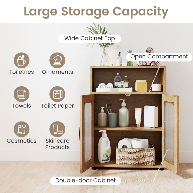 2-Piece Bathroom Cabinet Set with 59" Tall Storage Cabinet & 33" Floor Cabinet