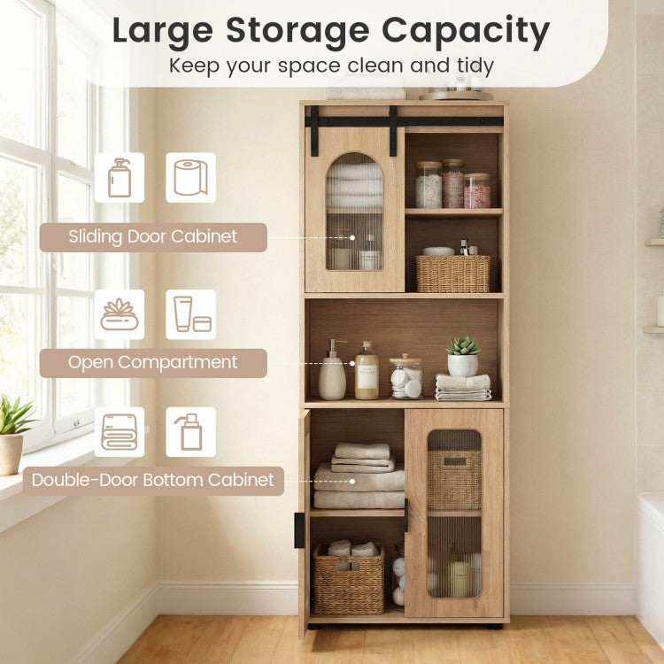 2-Piece Bathroom Cabinet Set with 59" Tall Storage Cabinet & 33" Floor Cabinet