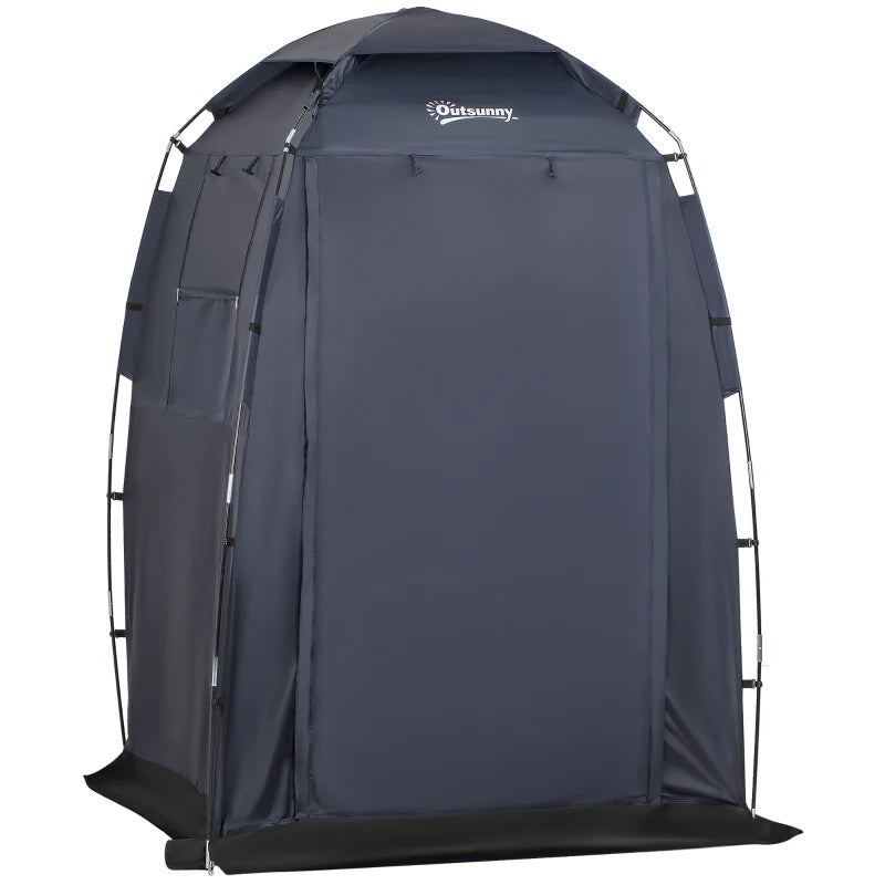 60" x 60" x 82" Shower Tent Extra Wide Changing Room Privacy Portable Camping Shelters with Windows & Floor Mat, Dark Blue