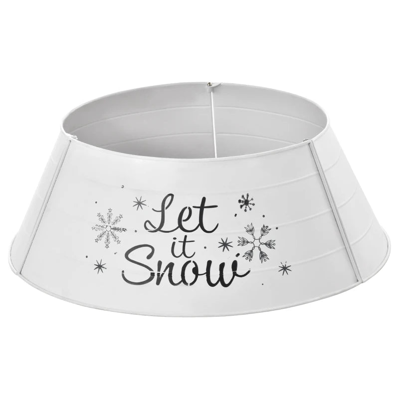 HOMCOM 26" Metal Christmas Tree Collar – Round Tree Ring in White for Holiday Home Decoration 