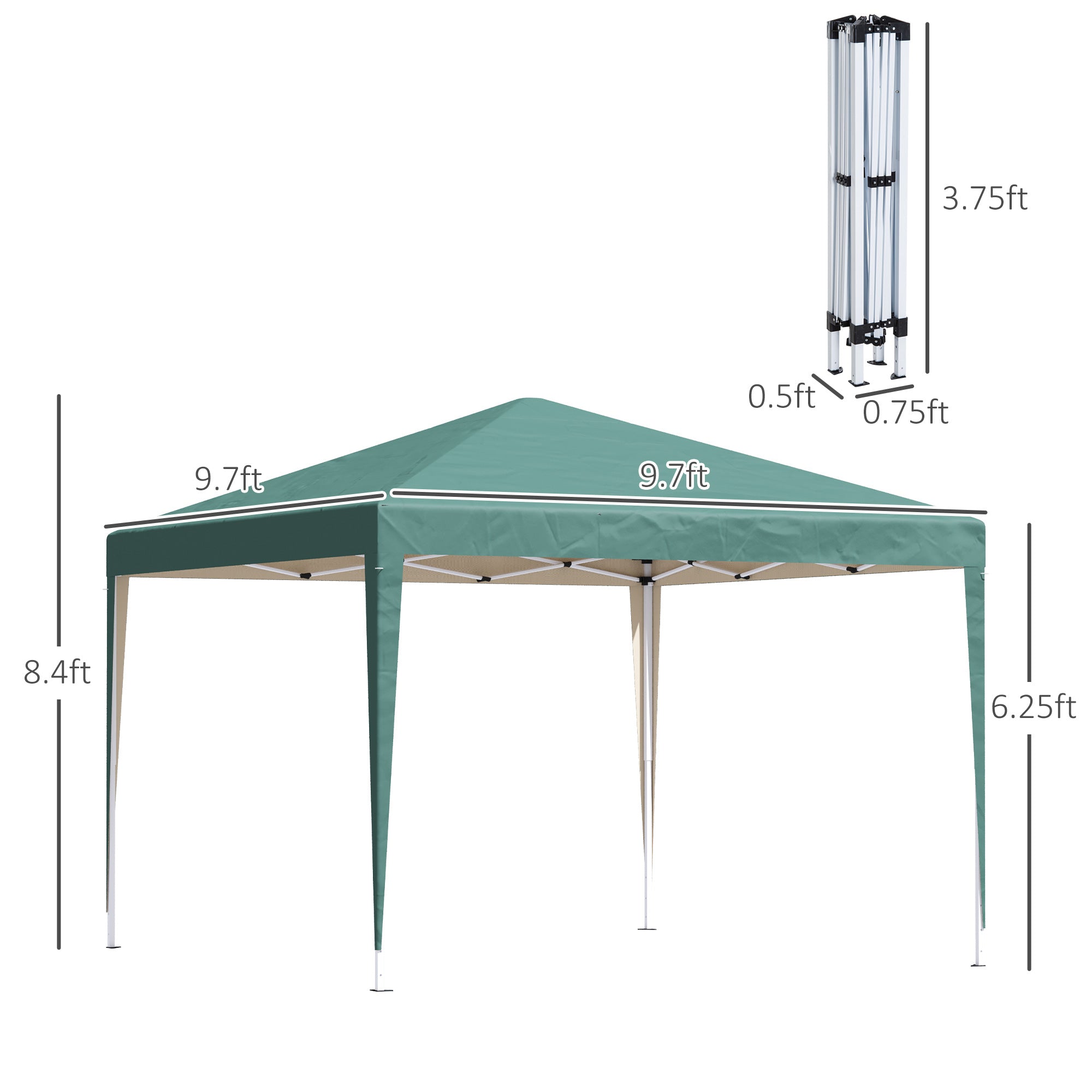 Outsunny 10x10ft Folding Pop Up Tent Outdoor Gazebo Canopy w/ Carrying Bag  Green 