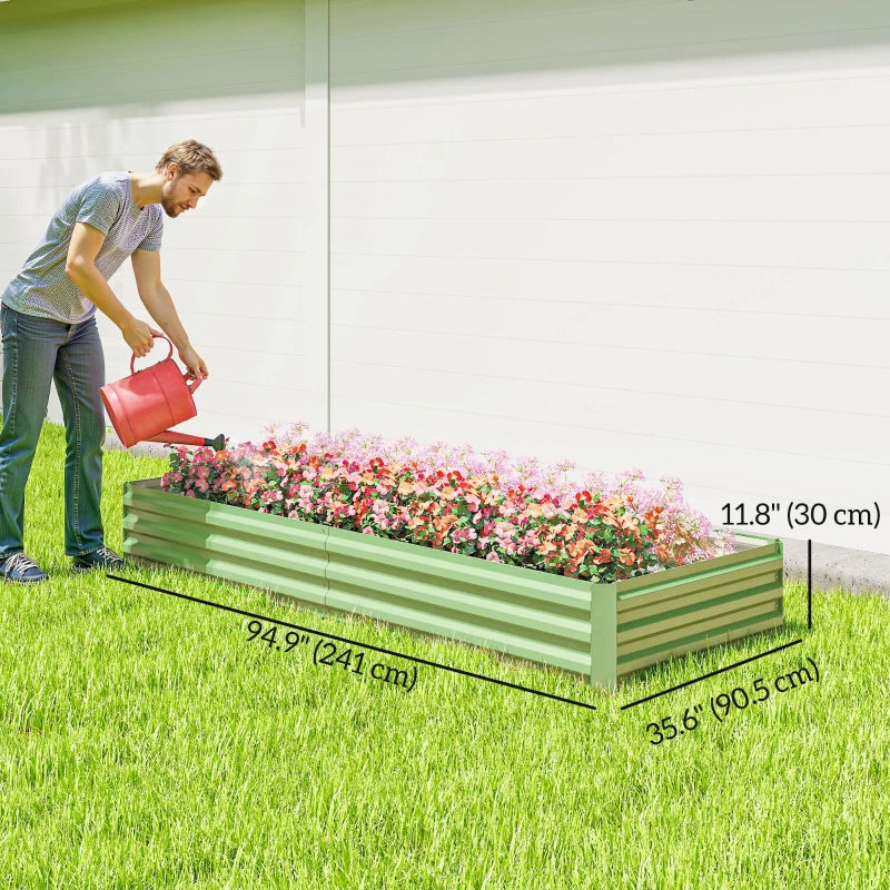 95" x 36" x 12" Galvanized Raised Garden Bed, Metal Elevated Planter Box for Growing Flowers, Herbs, Succulents, Green