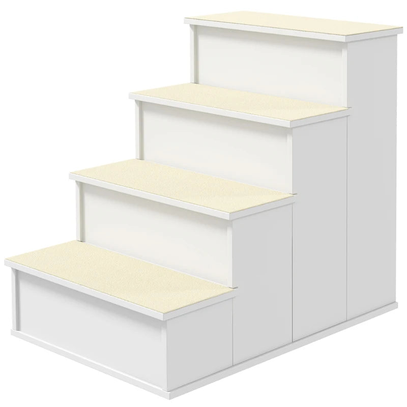 Dog Steps Pet Stairs for Bed Cat Ladder for Couch with Non-Slip Carpet, 15.7" x 23.2" x 21.3", White