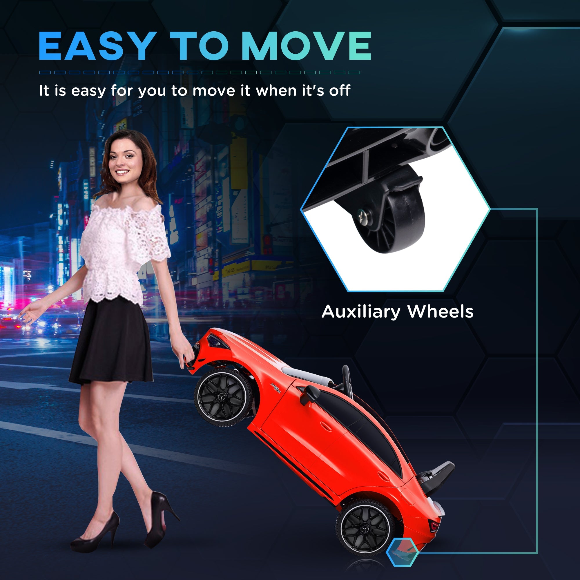 Qaba Mercedes-AMG Licensed 12V Ride on Car, Kids Electric Car with Remote Control, Spring Suspension, LED Lights, Red 