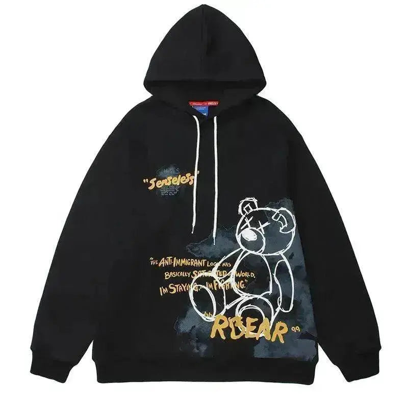 Bear Graphic Print Hoodie 