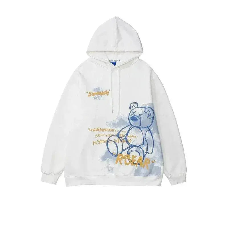 Bear Graphic Print Hoodie 