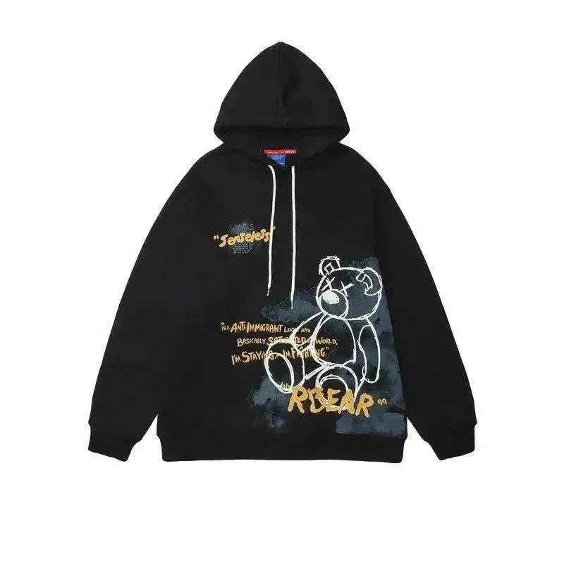 Bear Graphic Print Hoodie 