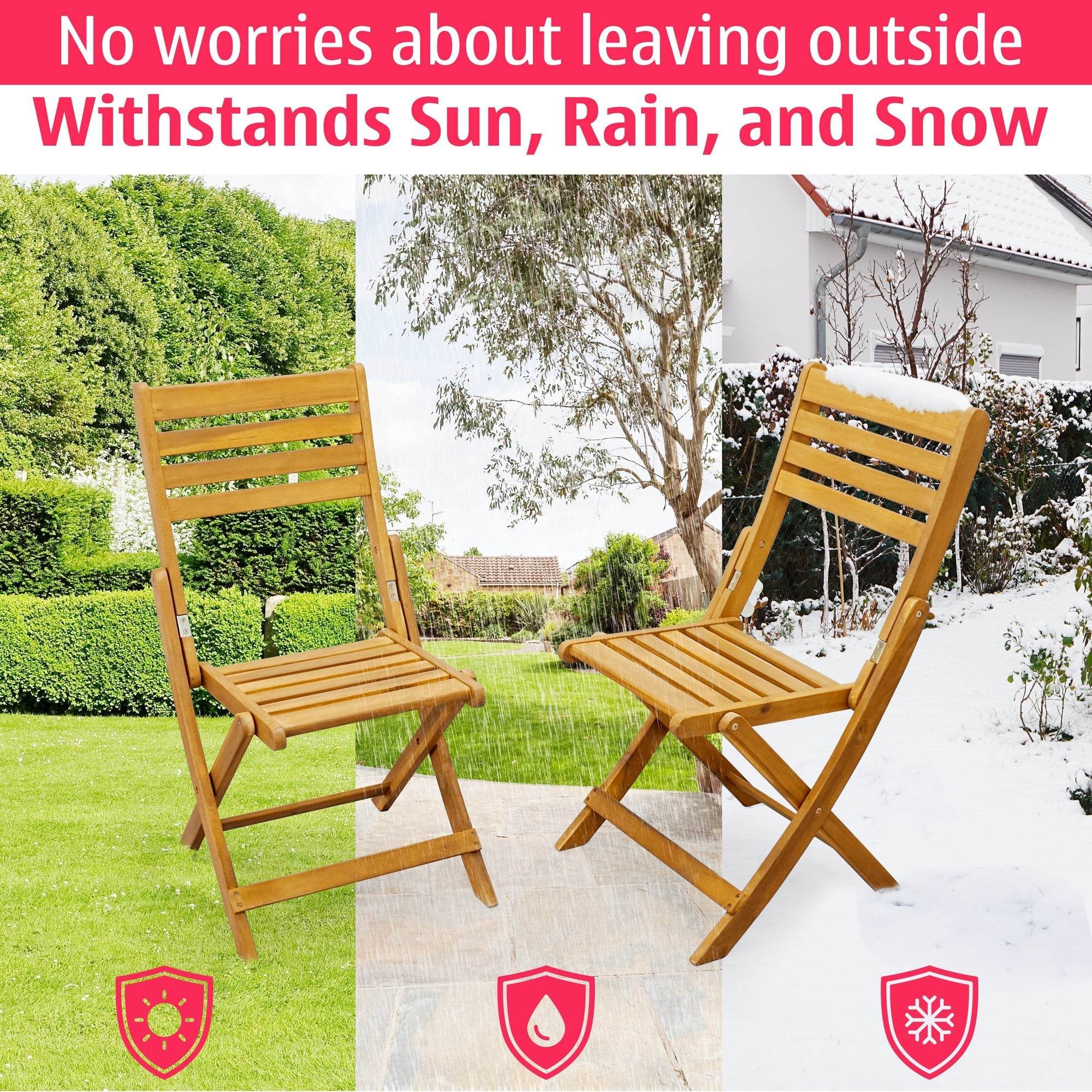 Tranquillo Anya Acacia Wood Folding Chairs Set of 2 