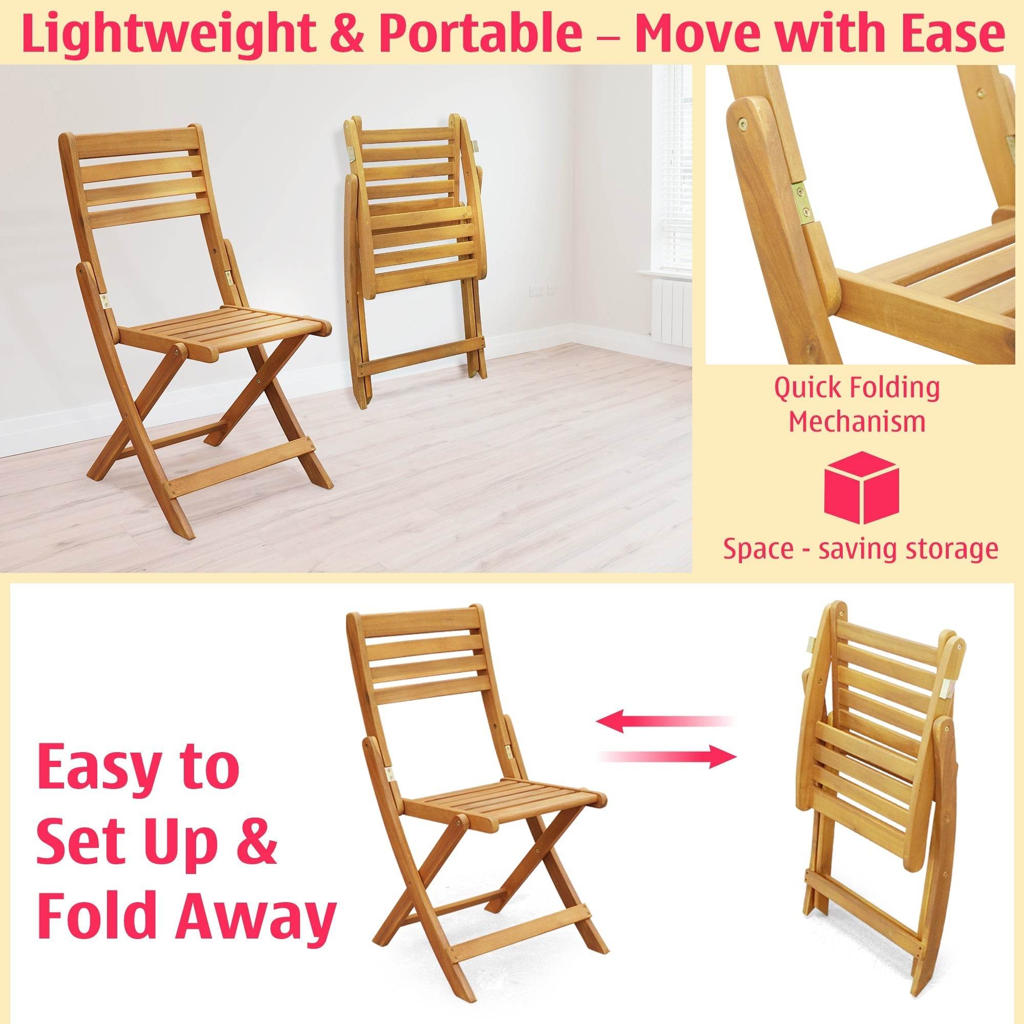 Tranquillo Anya Acacia Wood Folding Chairs Set of 2 