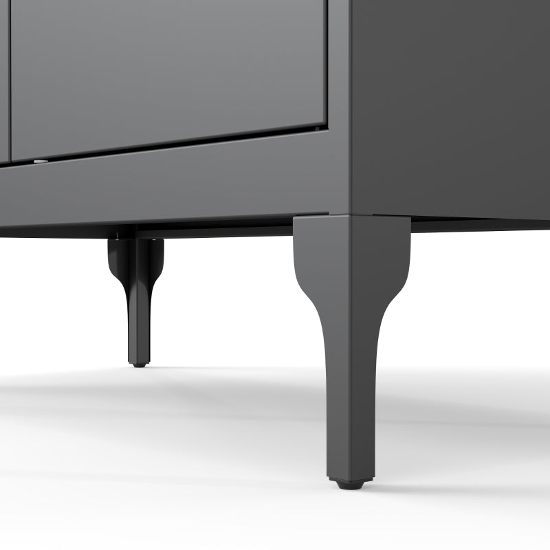 Office Storage Cabinet with Lock, Filing Cabinet with Adjustable Shelves and Doors for Home Office, Garage, Black