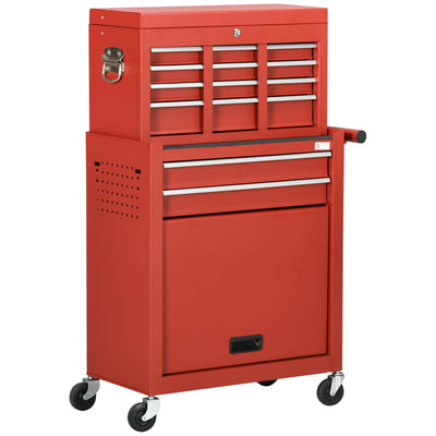 DURHAND 6-Drawer Tool Chest Set with 4 Wheels, Lockable Rolling Tool Box and Storage Cabinet, Removable Portable Set-Top Box Tool 