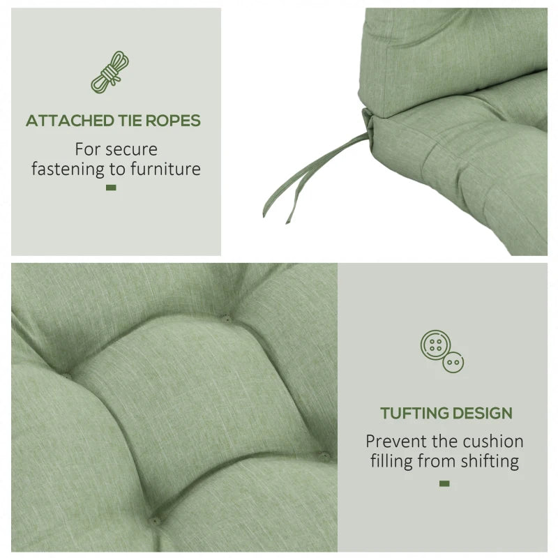 Outdoor Patio Chair Seat/Back Chair Cushion Replacement, Tufted Pillow with Thick Filling and String Ties, Light Green