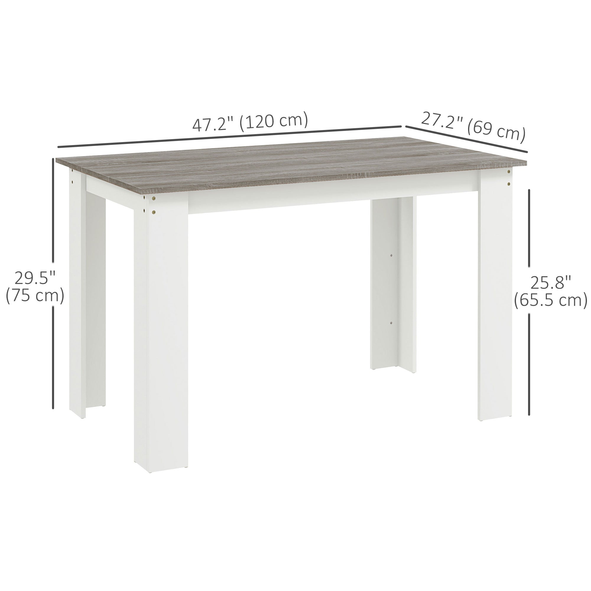 HOMCOM Kitchen Table for 4-6 People, Dining Table with Veneered Top for Dining Room, Grey 