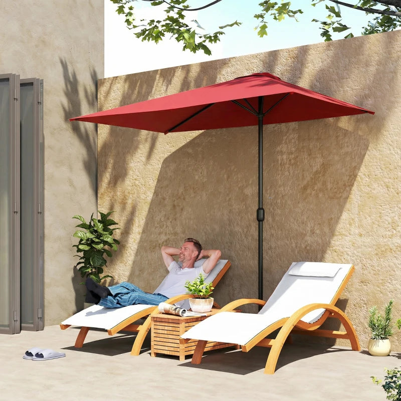 8ft Half Round Umbrella Outdoor Balcony Parasol Patio Garden Outdoor Window Sun Shade w/ 5 Ribs