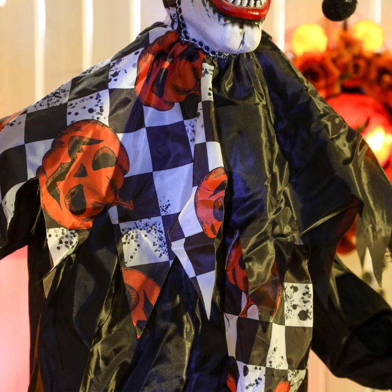 Outsunny 5ft Life-Size Animated Clown – Red Light-Up Eyes, Sound Activated, Battery Operated Halloween Decoration 
