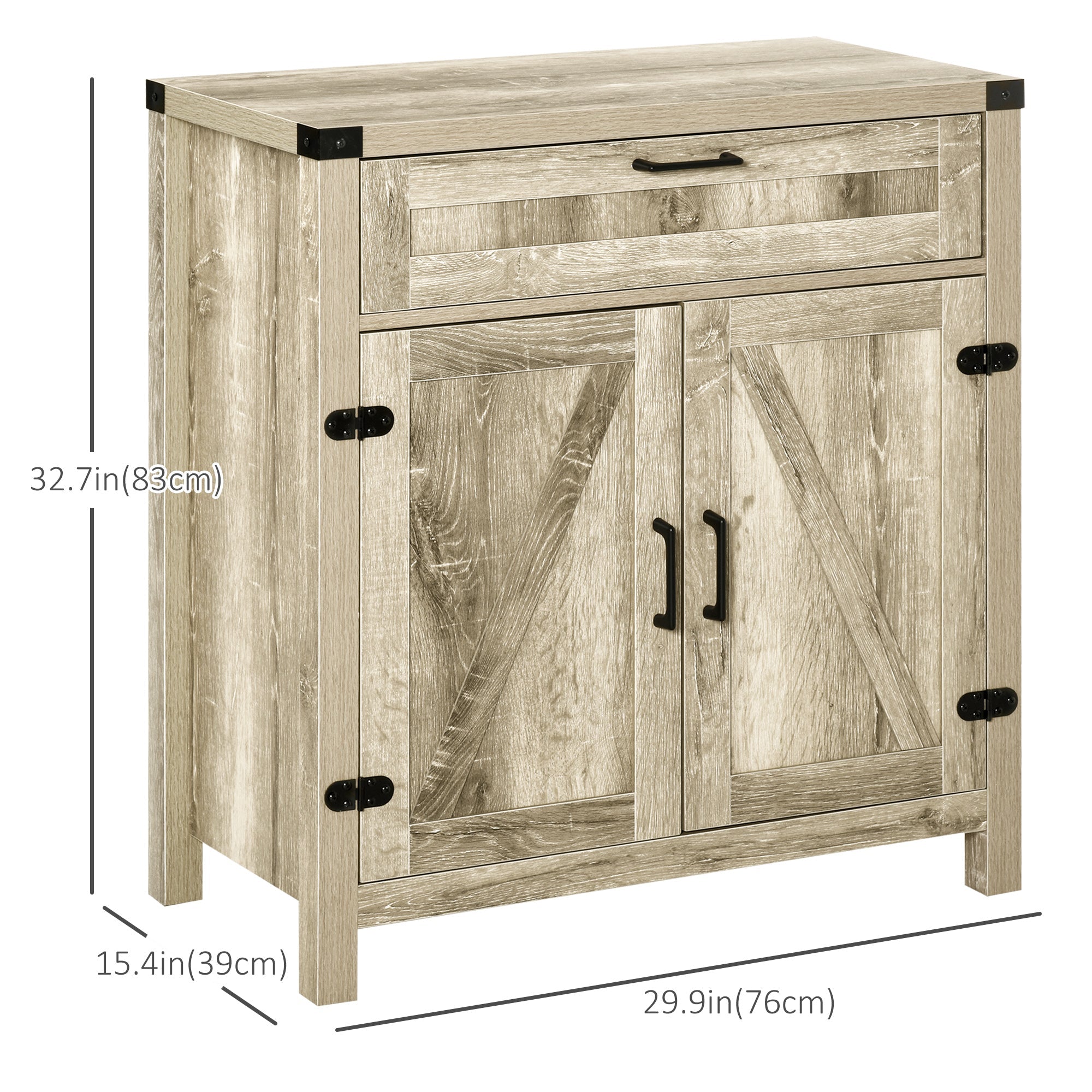 HOMCOM Farmhouse Buffet Cabinet: Wooden Accent Sideboard with Drawer and Adjustable Shelf for Kitchen, Rustic Brown 