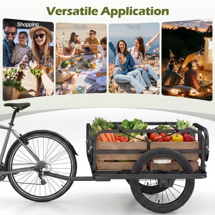 Bike Cargo Trailer Heavy-Duty Bicycle Wagon Cart with Universal Hitch-Black