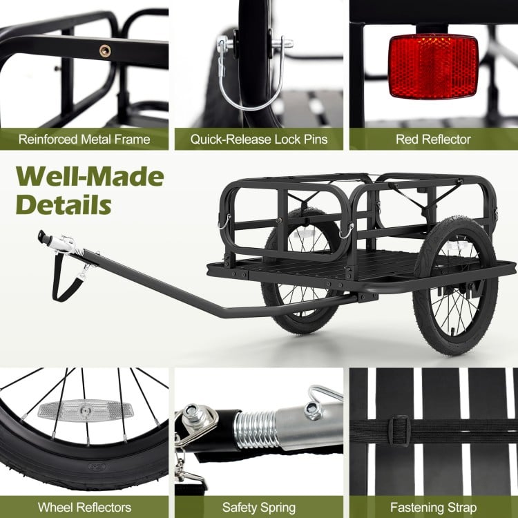 Bike Cargo Trailer Heavy-Duty Bicycle Wagon Cart with Universal Hitch-Black