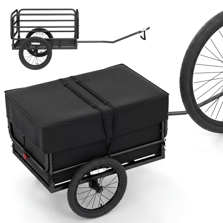 Bike Cargo Trailer with Bag and Cover Heavy-Duty Bicycle Wagon Cart-Black
