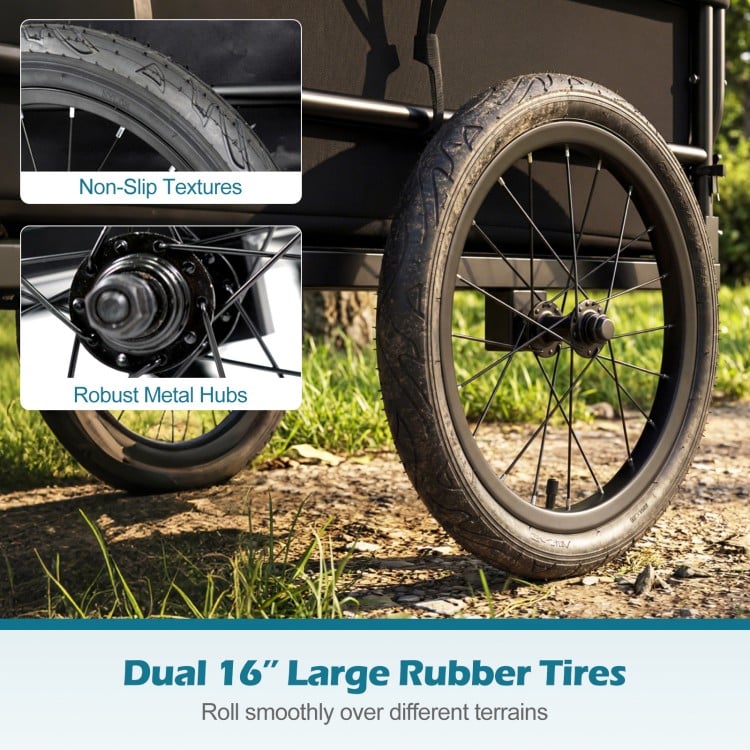 Bike Cargo Trailer with Bag and Cover Heavy-Duty Bicycle Wagon Cart-Black