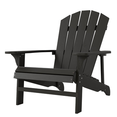 Outsunny Wood Adirondack Chair, Outdoor Patio Muskoka Chair with Slatted Design for Deck, Garden, Backyard, Fire Pit, Black 