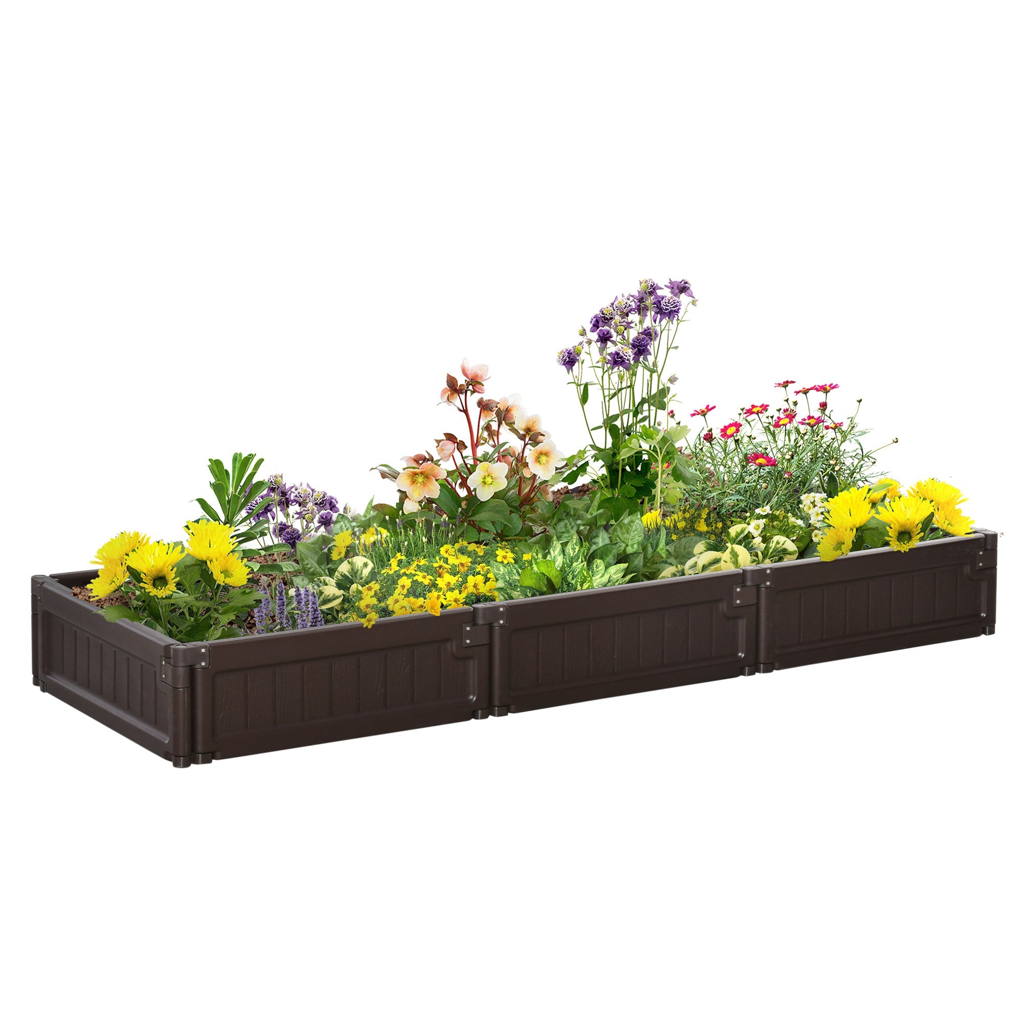 Outsunny 25"x8" Raised Garden Planter: Above Ground Box for Flowers, Herbs, Veggies, Outdoor 