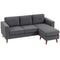 Sectional Sofa with Changeable Chaise Lounge, 3 Seat L-Shaped Small Space Sofa, Upholstered Couch for Small Space, Dark Grey