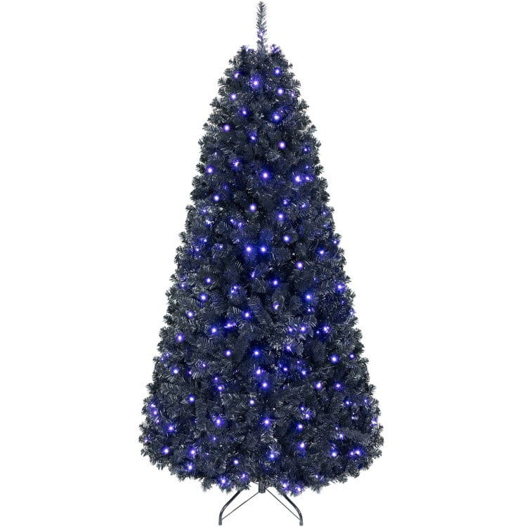 6 FT Pre-Lit Black Halloween Christmas Tree with 250 Vibrant Purple LED Lights